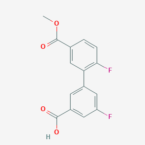 molecular formula C15H10F2O4 B6408432 5-Fluoro-3-(2-fluoro-5-methoxycarbonylphenyl)benzoic acid, 95% CAS No. 1262010-18-3