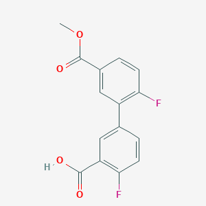 molecular formula C15H10F2O4 B6408444 2-Fluoro-5-(2-fluoro-5-methoxycarbonylphenyl)benzoic acid, 95% CAS No. 1261916-64-6