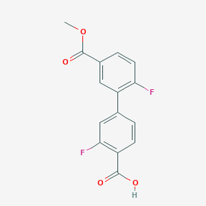 molecular formula C15H10F2O4 B6408452 2-Fluoro-4-(2-fluoro-5-methoxycarbonylphenyl)benzoic acid, 95% CAS No. 1261912-20-2