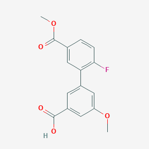 molecular formula C16H13FO5 B6408464 3-(2-Fluoro-5-methoxycarbonylphenyl)-5-methoxybenzoic acid, 95% CAS No. 1261911-16-3