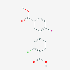 molecular formula C15H10ClFO4 B6408482 2-Chloro-4-(2-fluoro-5-methoxycarbonylphenyl)benzoic acid, 95% CAS No. 1261911-23-2