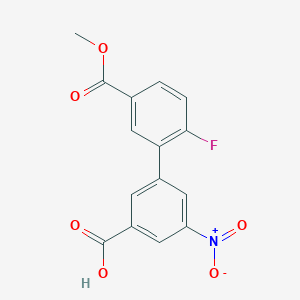 molecular formula C15H10FNO6 B6408492 3-(2-Fluoro-5-methoxycarbonylphenyl)-5-nitrobenzoic acid, 95% CAS No. 1261940-37-7