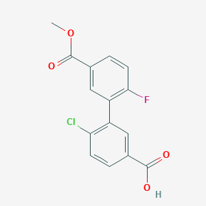 molecular formula C15H10ClFO4 B6408494 4-Chloro-3-(2-fluoro-5-methoxycarbonylphenyl)benzoic acid, 95% CAS No. 1261911-30-1
