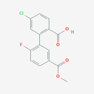 molecular formula C15H10ClFO4 B6408505 4-Chloro-2-(2-fluoro-5-methoxycarbonylphenyl)benzoic acid, 95% CAS No. 1261986-89-3