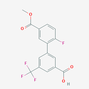 molecular formula C16H10F4O4 B6408506 3-(2-Fluoro-5-methoxycarbonylphenyl)-5-trifluoromethylbenzoic acid, 95% CAS No. 1262009-33-5