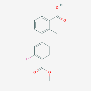 molecular formula C16H13FO4 B6408509 3-(3-Fluoro-4-methoxycarbonylphenyl)-2-methylbenzoic acid, 95% CAS No. 1261911-44-7