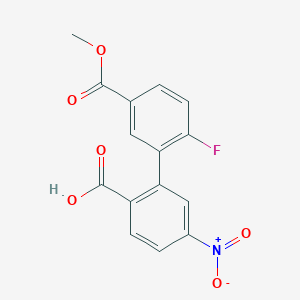 molecular formula C15H10FNO6 B6408510 2-(2-Fluoro-5-methoxycarbonylphenyl)-4-nitrobenzoic acid, 95% CAS No. 1261893-11-1