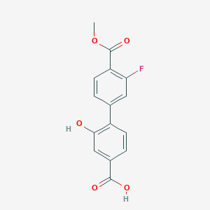 molecular formula C15H11FO5 B6408514 4-(3-Fluoro-4-methoxycarbonylphenyl)-3-hydroxybenzoic acid, 95% CAS No. 1261914-53-7