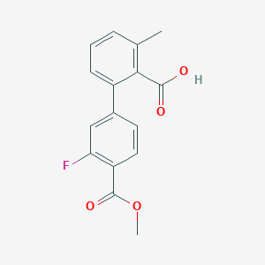 molecular formula C16H13FO4 B6408515 2-(3-Fluoro-4-methoxycarbonylphenyl)-6-methylbenzoic acid, 95% CAS No. 1261911-38-9