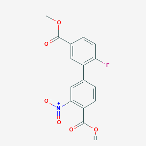 molecular formula C15H10FNO6 B6408523 4-(2-Fluoro-5-methoxycarbonylphenyl)-2-nitrobenzoic acid, 95% CAS No. 1261912-35-9