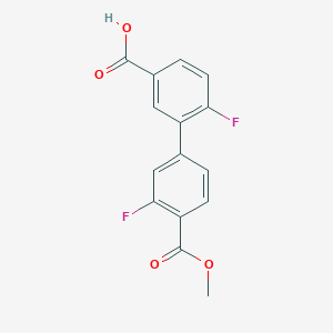 molecular formula C15H10F2O4 B6408534 4-Fluoro-3-(3-fluoro-4-methoxycarbonylphenyl)benzoic acid, 95% CAS No. 1261955-25-2