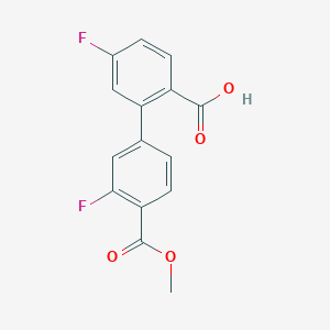 4-Fluoro-2-(3-fluoro-4-methoxycarbonylphenyl)benzoic acid, 95%