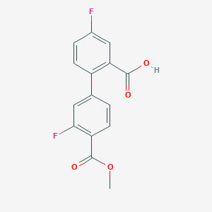 molecular formula C15H10F2O4 B6408548 5-Fluoro-2-(3-fluoro-4-methoxycarbonylphenyl)benzoic acid, 95% CAS No. 1261955-19-4