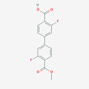molecular formula C15H10F2O4 B6408549 2-Fluoro-4-(3-fluoro-4-methoxycarbonylphenyl)benzoic acid, 95% CAS No. 1261893-15-5