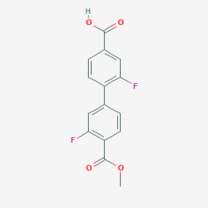 molecular formula C15H10F2O4 B6408564 3-Fluoro-4-(3-fluoro-4-methoxycarbonylphenyl)benzoic acid, 95% CAS No. 1261906-92-6
