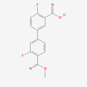 molecular formula C15H10F2O4 B6408597 2-Fluoro-5-(3-fluoro-4-methoxycarbonylphenyl)benzoic acid, 95% CAS No. 1261970-80-2
