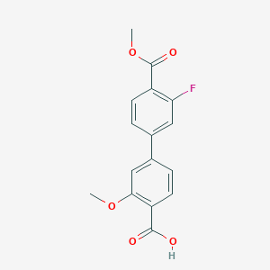 molecular formula C16H13FO5 B6408607 4-(3-Fluoro-4-methoxycarbonylphenyl)-2-methoxybenzoic acid, 95% CAS No. 1261982-45-9