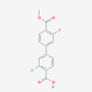 2-Chloro-4-(3-fluoro-4-methoxycarbonylphenyl)benzoic acid, 95%