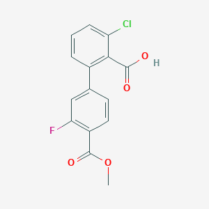 molecular formula C15H10ClFO4 B6408614 6-Chloro-2-(3-fluoro-4-methoxycarbonylphenyl)benzoic acid, 95% CAS No. 1261914-56-0