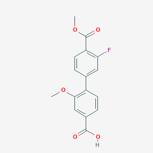 molecular formula C16H13FO5 B6408621 4-(3-Fluoro-4-methoxycarbonylphenyl)-3-methoxybenzoic acid, 95% CAS No. 1261982-40-4