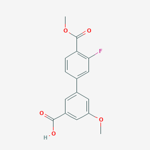 molecular formula C16H13FO5 B6408627 3-(3-Fluoro-4-methoxycarbonylphenyl)-5-methoxybenzoic acid, 95% CAS No. 1261970-86-8
