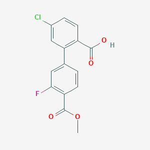 4-Chloro-2-(3-fluoro-4-methoxycarbonylphenyl)benzoic acid, 95%