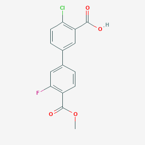 molecular formula C15H10ClFO4 B6408649 2-Chloro-5-(3-fluoro-4-methoxycarbonylphenyl)benzoic acid, 95% CAS No. 1261934-01-3