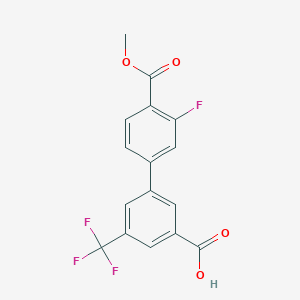 molecular formula C16H10F4O4 B6408651 3-(3-Fluoro-4-methoxycarbonylphenyl)-5-trifluoromethylbenzoic acid, 95% CAS No. 1261908-30-8