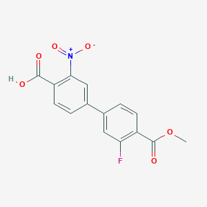 molecular formula C15H10FNO6 B6408656 4-(3-Fluoro-4-methoxycarbonylphenyl)-2-nitrobenzoic acid, 95% CAS No. 1261970-98-2