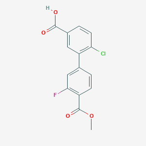 molecular formula C15H10ClFO4 B6408659 4-Chloro-3-(3-fluoro-4-methoxycarbonylphenyl)benzoic acid, 95% CAS No. 1261970-94-8