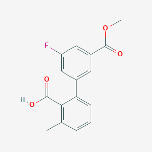 molecular formula C16H13FO4 B6408662 2-(3-Fluoro-5-methoxycarbonylphenyl)-6-methylbenzoic acid, 95% CAS No. 1261940-65-1