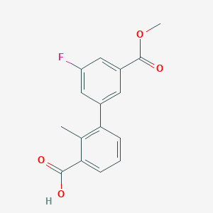 3-(3-Fluoro-5-methoxycarbonylphenyl)-2-methylbenzoic acid, 95%