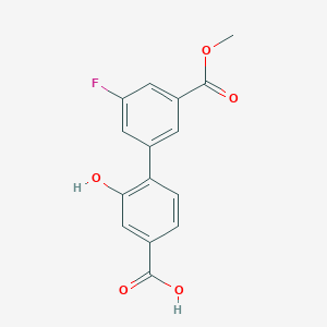 molecular formula C15H11FO5 B6408675 4-(3-Fluoro-5-methoxycarbonylphenyl)-3-hydroxybenzoic acid, 95% CAS No. 1261893-21-3