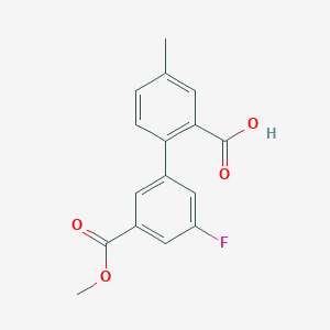 molecular formula C16H13FO4 B6408687 2-(3-Fluoro-5-methoxycarbonylphenyl)-5-methylbenzoic acid, 95% CAS No. 1261911-51-6