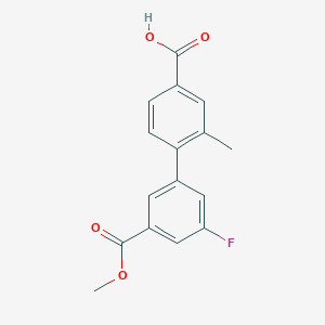 molecular formula C16H13FO4 B6408695 4-(3-Fluoro-5-methoxycarbonylphenyl)-3-methylbenzoic acid, 95% CAS No. 1261934-45-5