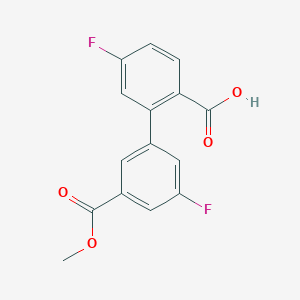 molecular formula C15H10F2O4 B6408697 4-Fluoro-2-(3-fluoro-5-methoxycarbonylphenyl)benzoic acid, 95% CAS No. 1261982-54-0
