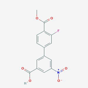molecular formula C15H10FNO6 B6408701 3-(3-Fluoro-4-methoxycarbonylphenyl)-5-nitrobenzoic acid, 95% CAS No. 1262009-44-8