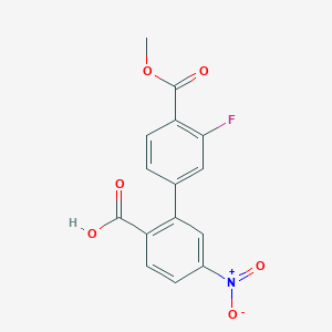 molecular formula C15H10FNO6 B6408708 2-(3-Fluoro-4-methoxycarbonylphenyl)-4-nitrobenzoic acid, 95% CAS No. 1261893-18-8