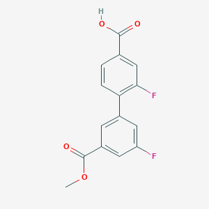 molecular formula C15H10F2O4 B6408713 3-Fluoro-4-(3-fluoro-5-methoxycarbonylphenyl)benzoic acid, 95% CAS No. 1261908-38-6