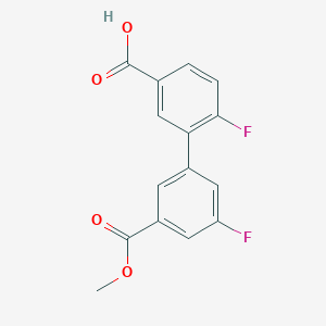 molecular formula C15H10F2O4 B6408720 4-Fluoro-3-(3-fluoro-5-methoxycarbonylphenyl)benzoic acid, 95% CAS No. 1262004-90-9