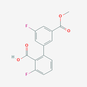 molecular formula C15H10F2O4 B6408724 6-Fluoro-2-(3-fluoro-5-methoxycarbonylphenyl)benzoic acid, 95% CAS No. 1262004-97-6