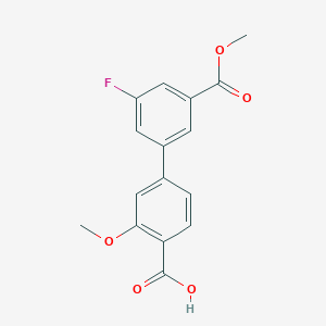 molecular formula C16H13FO5 B6408742 4-(3-Fluoro-5-methoxycarbonylphenyl)-2-methoxybenzoic acid, 95% CAS No. 1261911-96-9