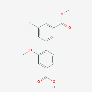 molecular formula C16H13FO5 B6408751 4-(3-Fluoro-5-methoxycarbonylphenyl)-3-methoxybenzoic acid, 95% CAS No. 1261906-99-3