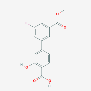 molecular formula C15H11FO5 B6408763 4-(3-Fluoro-5-methoxycarbonylphenyl)-2-hydroxybenzoic acid, 95% CAS No. 1261970-99-3