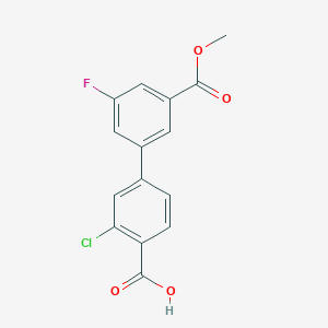 2-Chloro-4-(3-fluoro-5-methoxycarbonylphenyl)benzoic acid, 95%