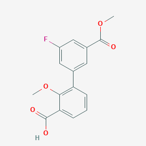 molecular formula C16H13FO5 B6408772 3-(3-Fluoro-5-methoxycarbonylphenyl)-2-methoxybenzoic acid, 95% CAS No. 1261911-73-2