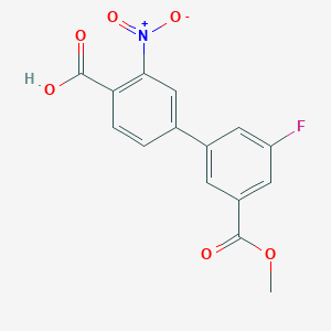 molecular formula C15H10FNO6 B6408780 4-(3-Fluoro-5-methoxycarbonylphenyl)-2-nitrobenzoic acid, 95% CAS No. 1261908-45-5