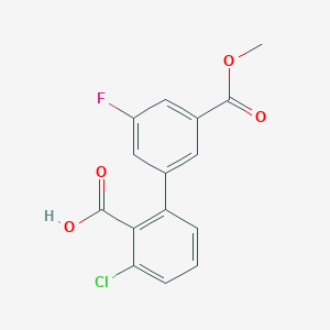 molecular formula C15H10ClFO4 B6408788 6-Chloro-2-(3-fluoro-5-methoxycarbonylphenyl)benzoic acid, 95% CAS No. 1261898-57-0