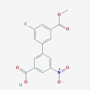 3-(3-Fluoro-5-methoxycarbonylphenyl)-5-nitrobenzoic acid, 95%
