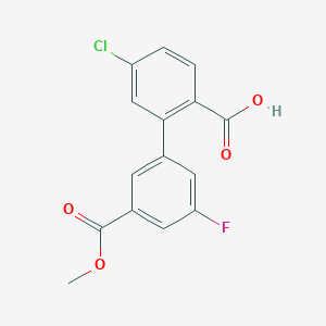 molecular formula C15H10ClFO4 B6408796 4-Chloro-2-(3-fluoro-5-methoxycarbonylphenyl)benzoic acid, 95% CAS No. 1261982-67-5